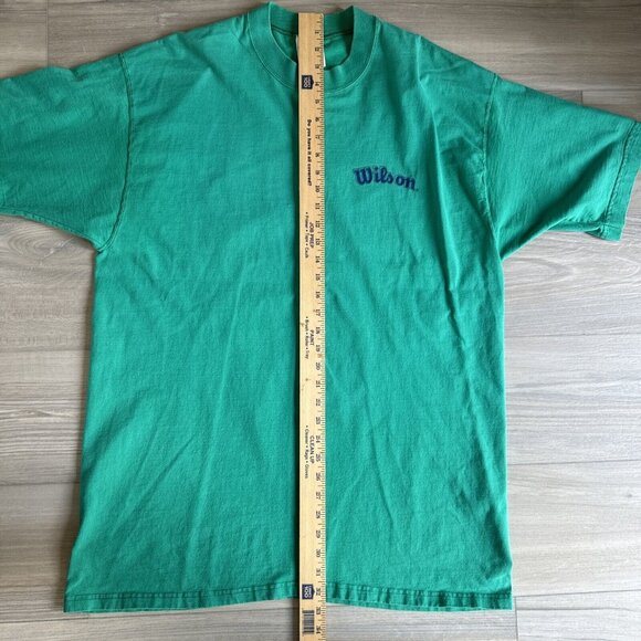 Wilson Shirt Green Cotton Athletic Crew Neck Made In USA 90s Vintage Mens XL - Picture 6 of 9